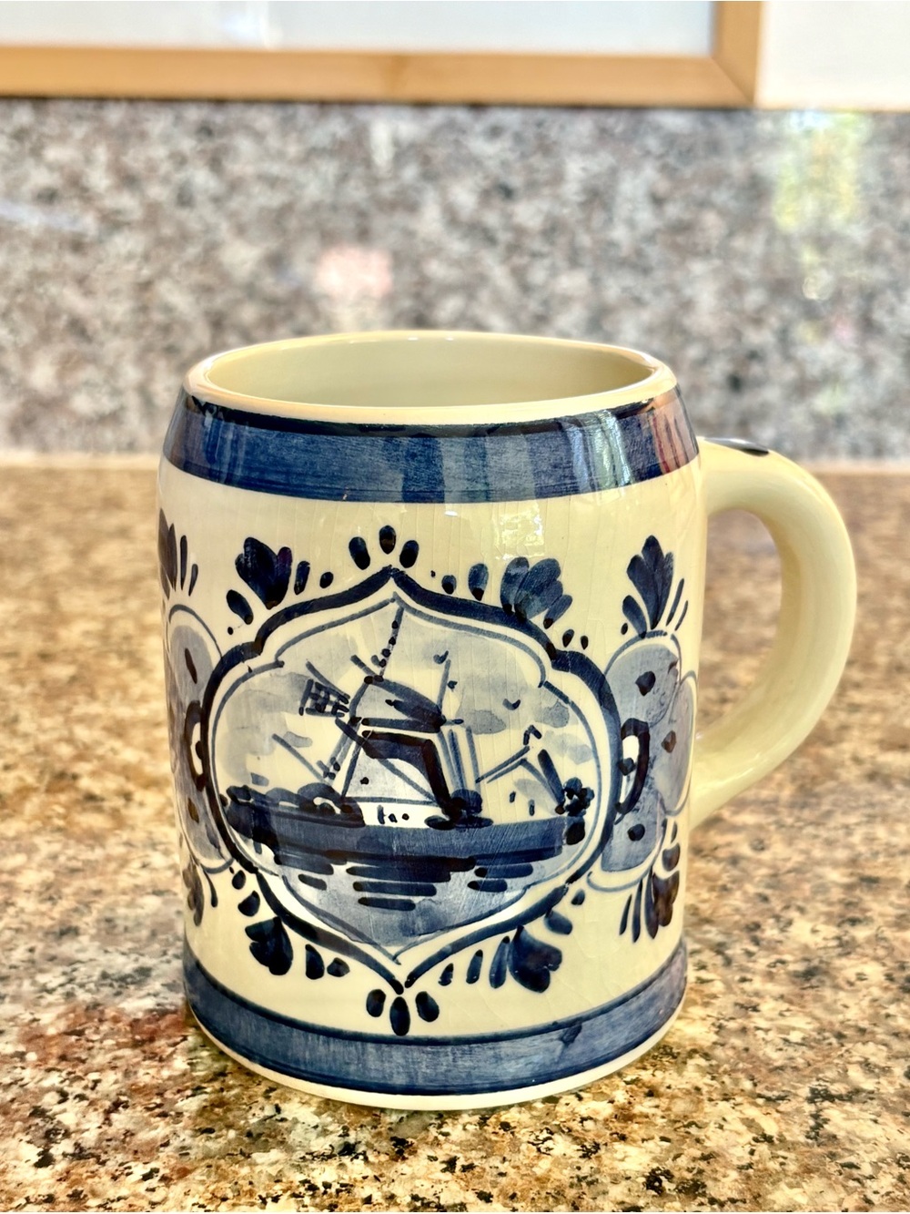 Vintage Blue Delft hand-painted Dutch ceramic mug